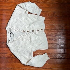 Naadam white cable knit cardigan